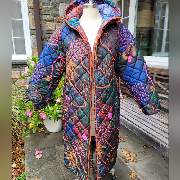 Farm Rio Reversible Cool Blue Leopard Puffer Jacket